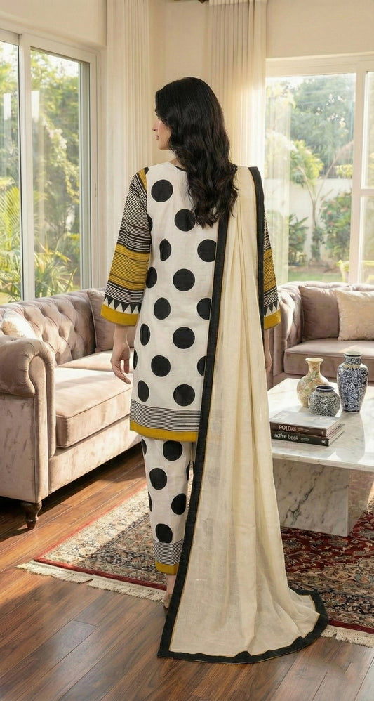 Polka Dot (Stitched 3 Pcs)
