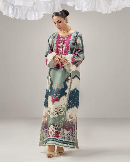 Zyra Silk Printed Kaftaan 2 PCs