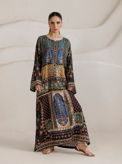 Zoombi Silk Printed Kaftaan 2 PCs