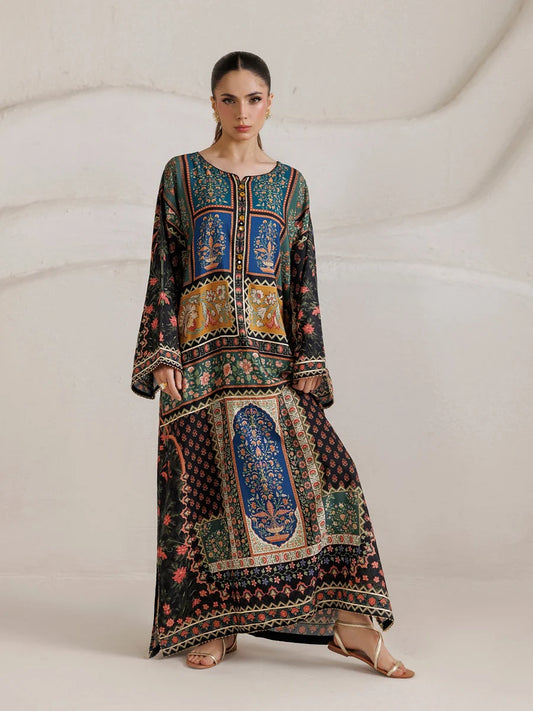 Zoombi Silk Printed Kaftaan 2 PCs
