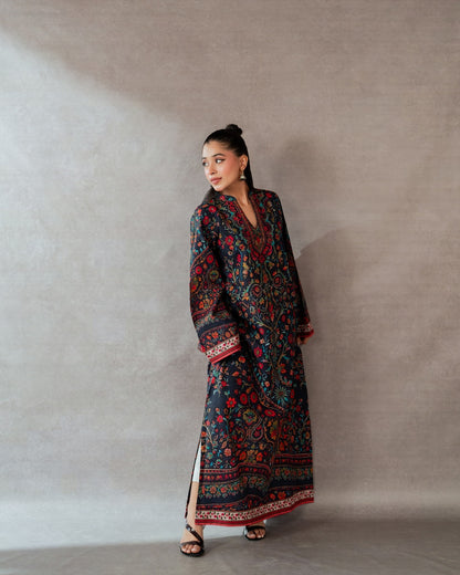 Firuza Silk Printed Kaftaan 2 PCs