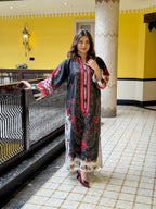 Noir Blossom Silk Kaftaan 2 PCs