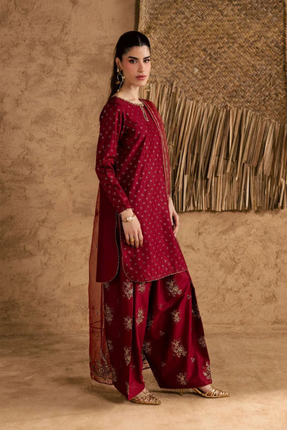 Maroon Majesty Embroided 3 PCs