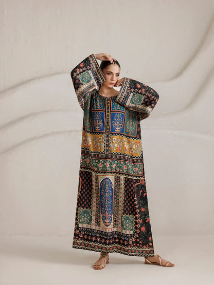 Zoombi Silk Printed Kaftaan 2 PCs
