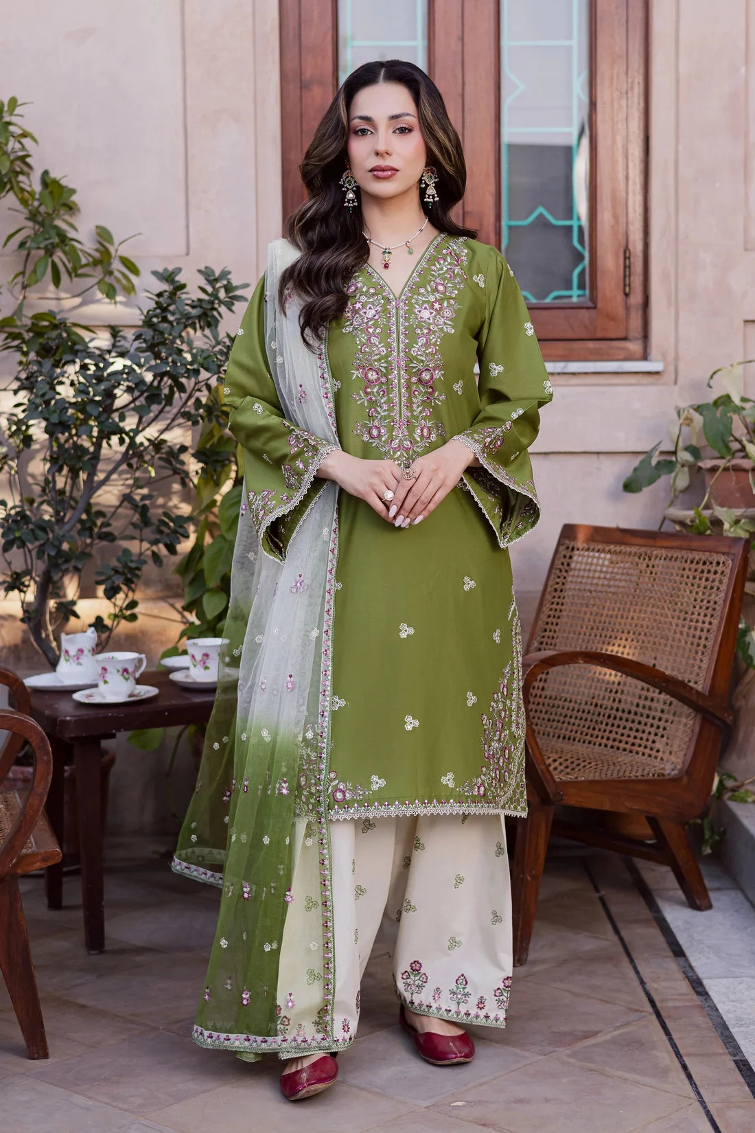 Olive Charm Embroided 3 PCs