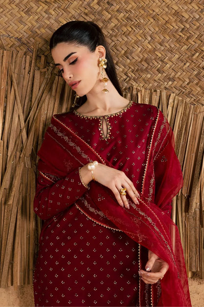 Maroon Majesty Embroided 3 PCs