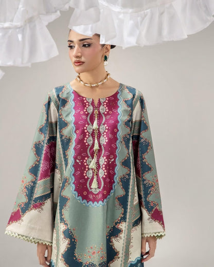 Zyra Silk Printed Kaftaan 2 PCs
