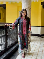 Noir Blossom Silk Kaftaan 2 PCs