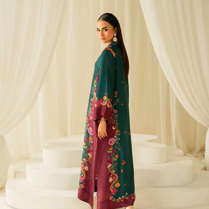 Bloom Silk Printed Kaftaan 2 PCs