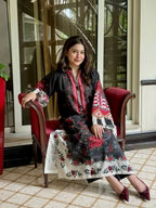 Noir Blossom Silk Kaftaan 2 PCs