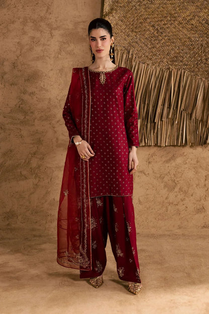 Maroon Majesty Embroided 3 PCs