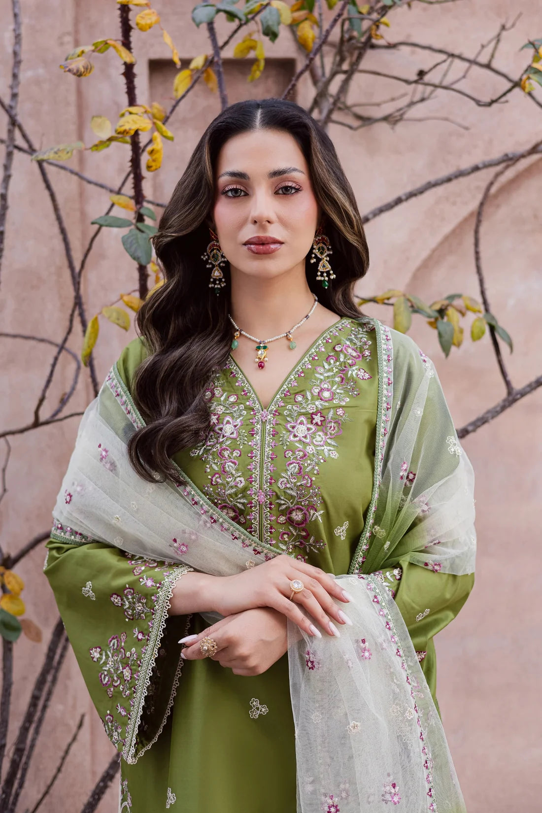 Olive Charm Embroided 3 PCs