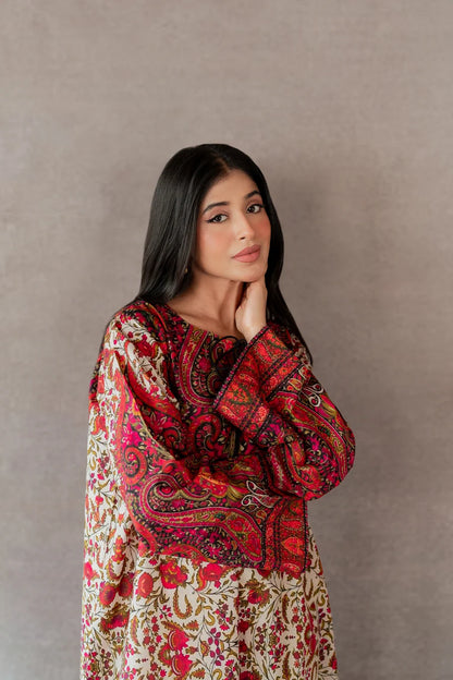 Shahkaar Silk Printed Kaftaan 2 PCs