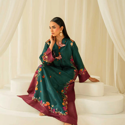 Bloom Silk Printed Kaftaan 2 PCs