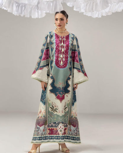 Zyra Silk Printed Kaftaan 2 PCs