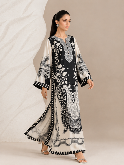 Jazmin Silk Printed Kaftaan 2 PCs