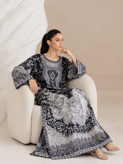 Zirwa Silk Printed Kaftaan 2 PCs