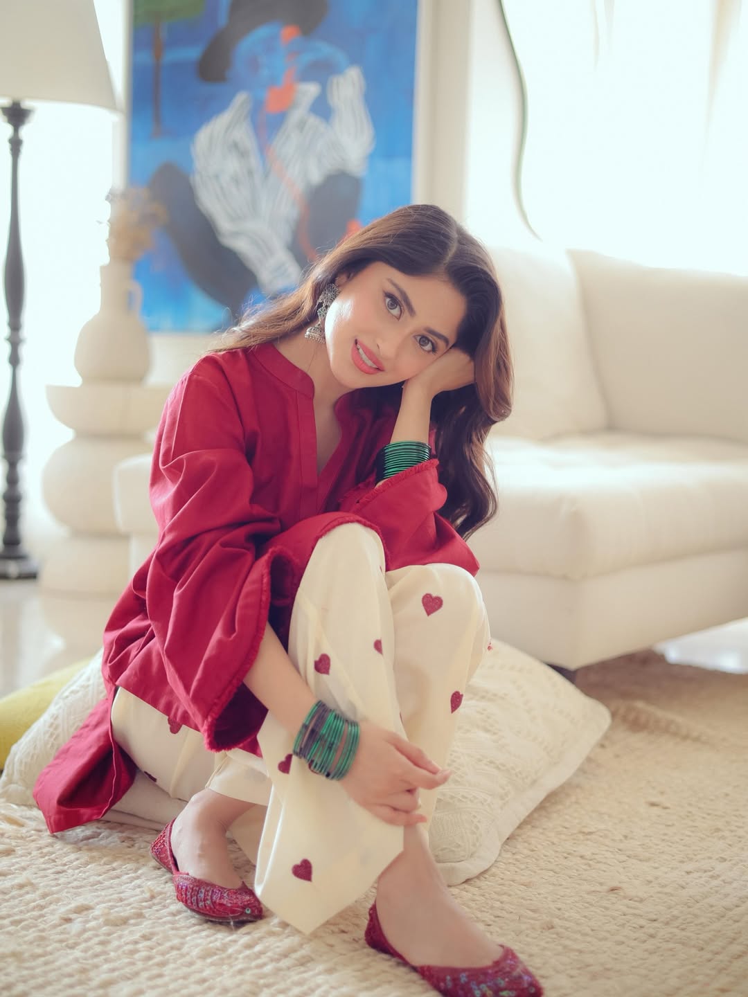 Hearts Red (Stitched 2 Pcs)