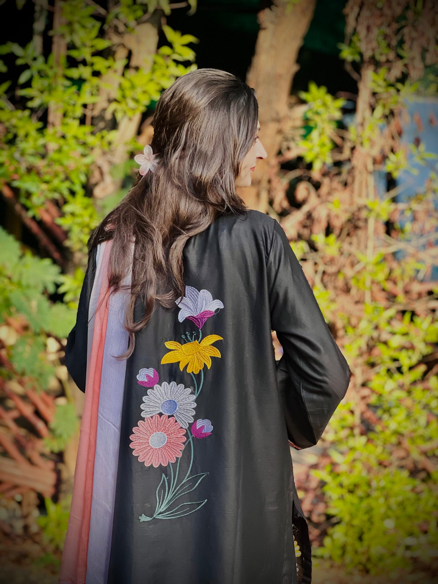 Chaary Black Embroidered 3-Piece Suit