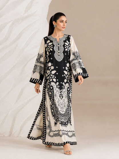 Jazmin Silk Printed Kaftaan 2 PCs