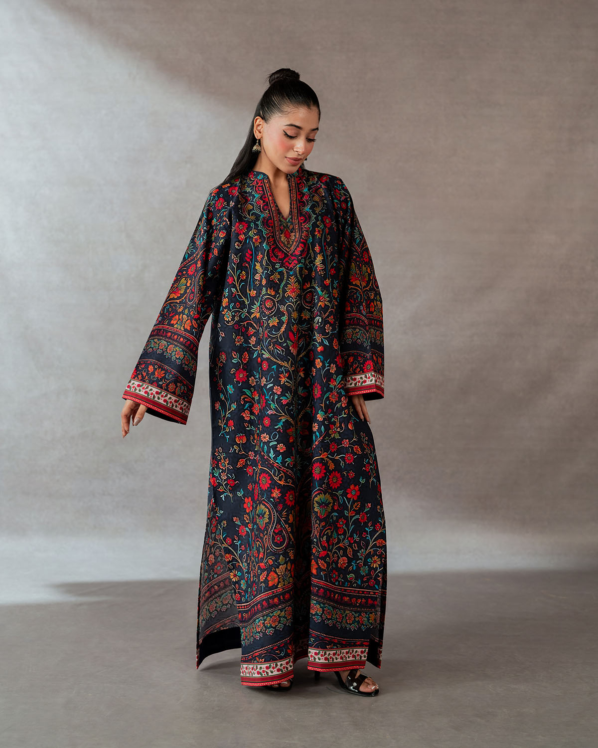 Firuza Silk Printed Kaftaan 2 PCs
