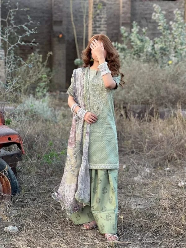Anmol (Digital Embroided 3 PCs With Farshi Shalwar)