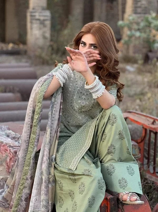 Anmol (Digital Embroided 3 PCs With Farshi Shalwar)