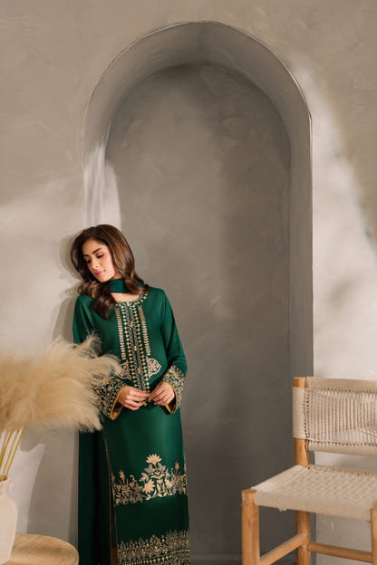 Bella Green LONG LENGHT ( Embroided 3 PCs)