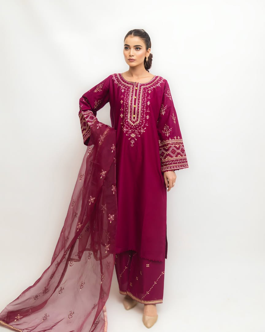Tea Pink  (Embroided 3 PCs)