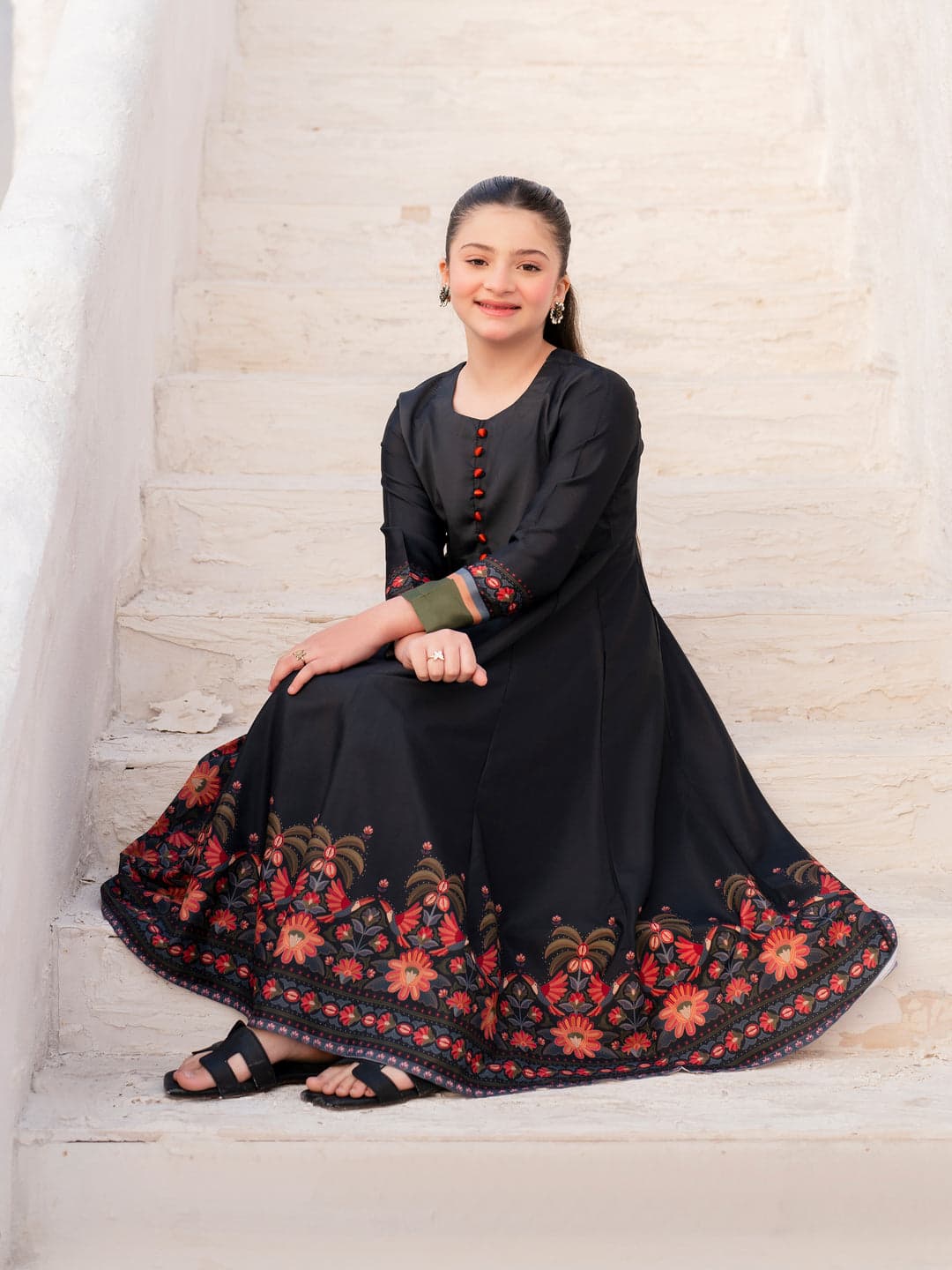 Noir Petale –  printed  (2-Piece Frock)