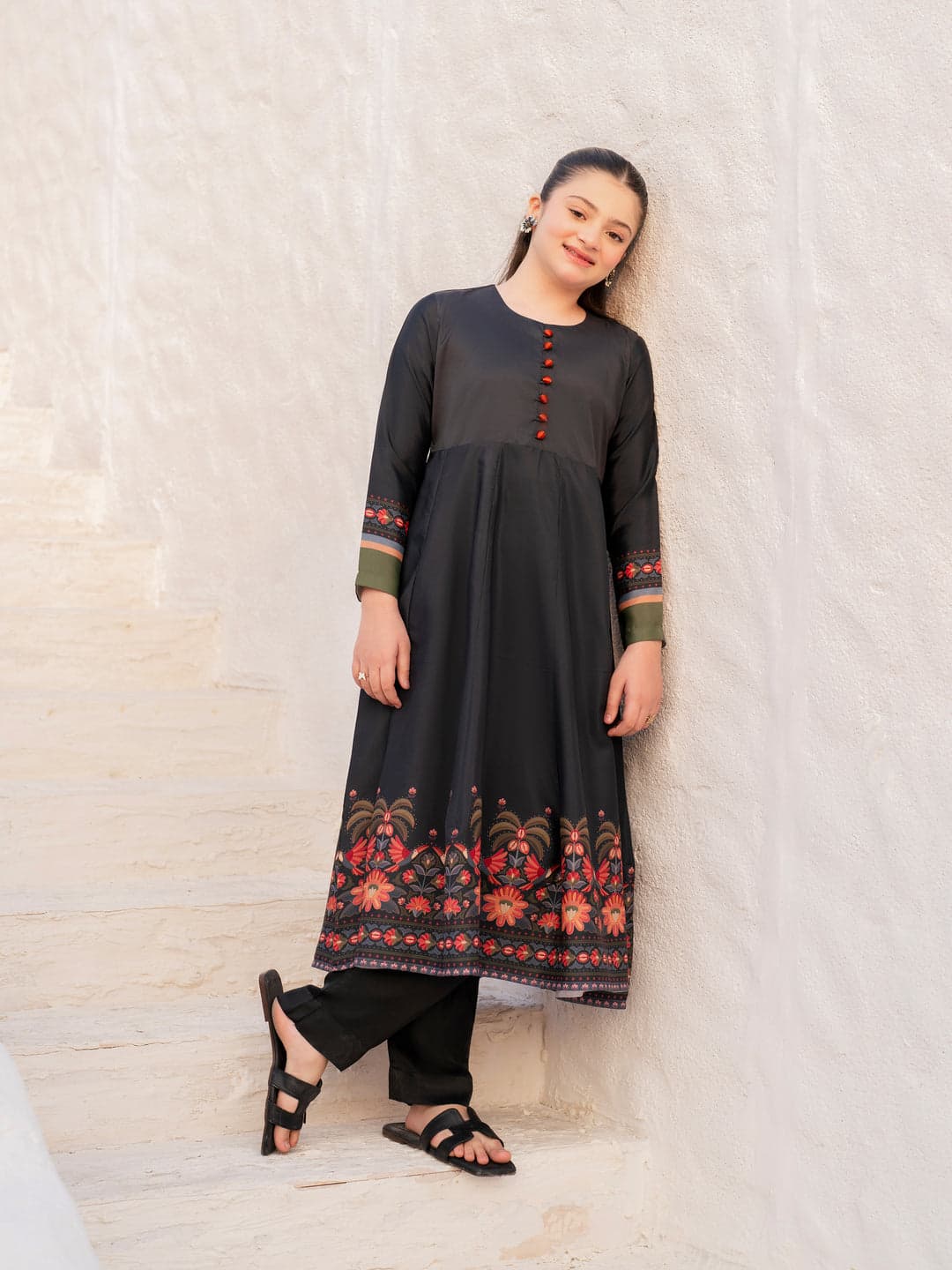 Noir Petale –  printed  (2-Piece Frock)