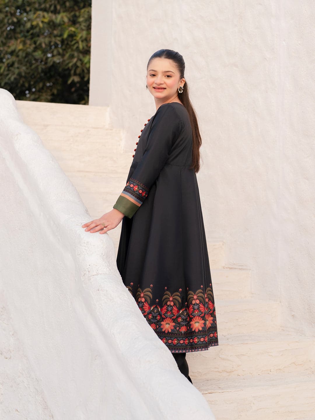 Noir Petale –  printed  (2-Piece Frock)