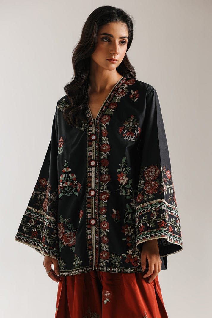 ETHNC BLACK & RED 2PC UNSTITCHED