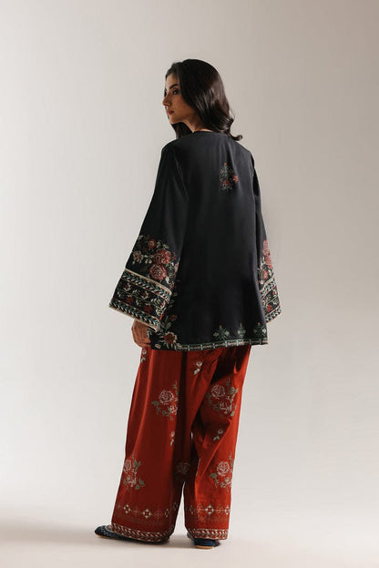 ETHNC BLACK & RED 2PC UNSTITCHED