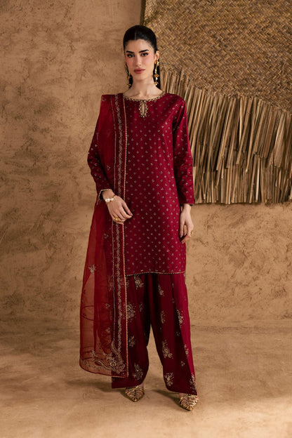 Maroon Majesty Embroided 3 PCs