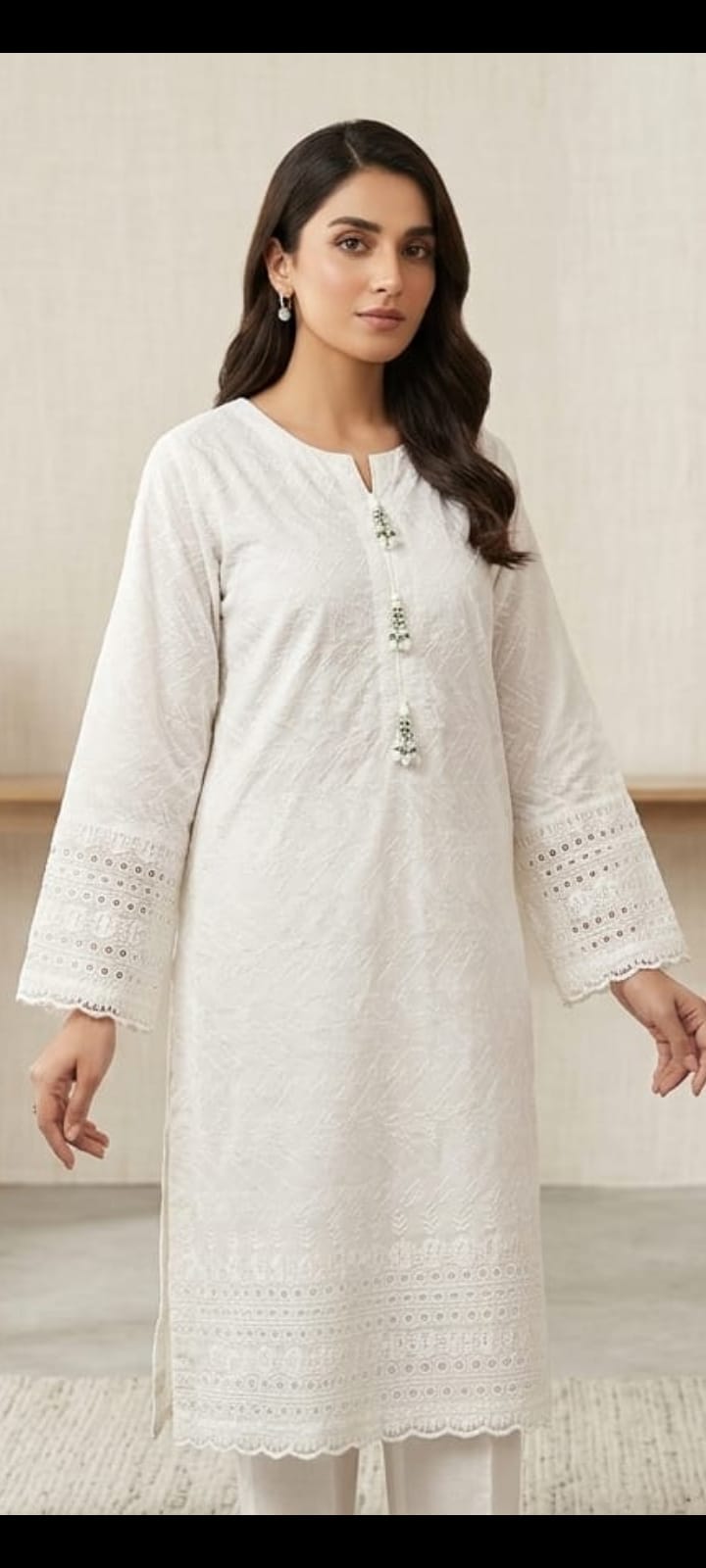 White Chicken kari (Embroided 2 PCs)