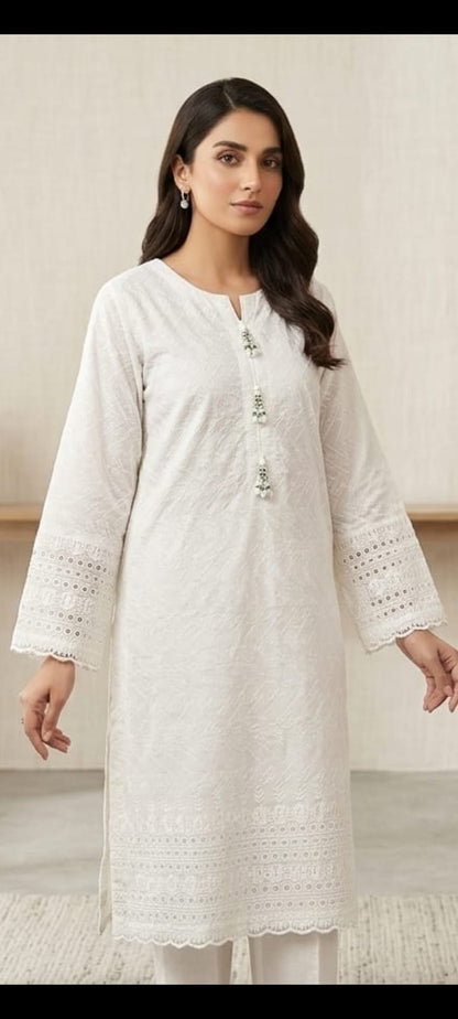 White Chicken kari (Embroided 2 PCs)