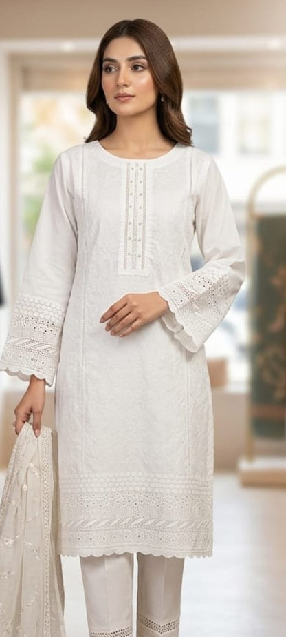 White Chicken kari (Embroided 2 PCs)