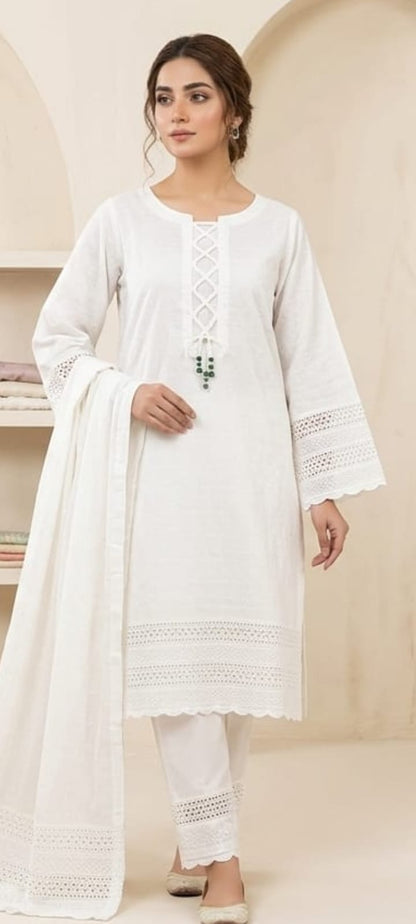 White Chicken kari (Embroided 2 PCs)