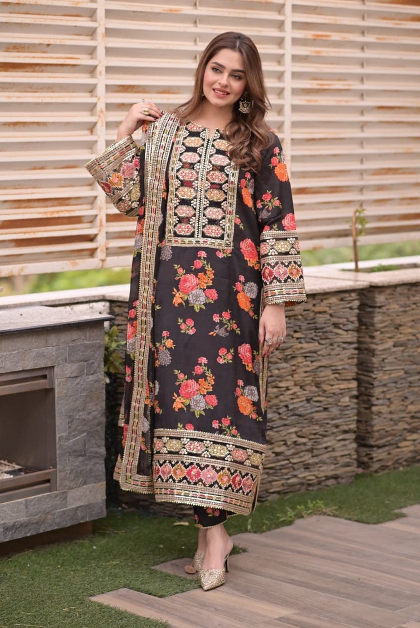 Bulbul Digital Embroidery 3 PCs – Malbusaat.pk