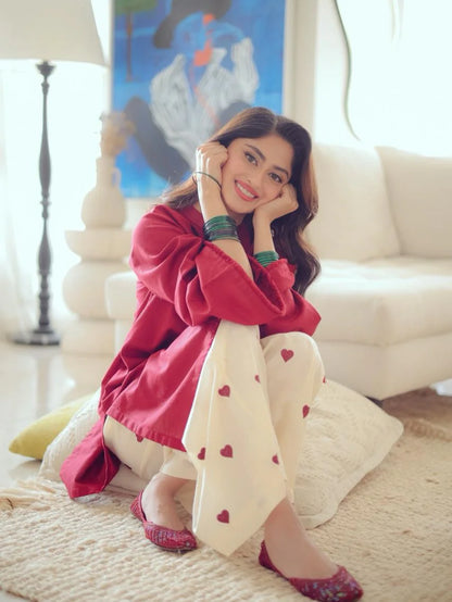 Hearts Red (Stitched 2 Pcs)