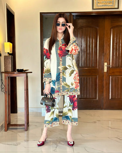 Majestic Rose OffWhite (Digital Printed 2 Pcs)