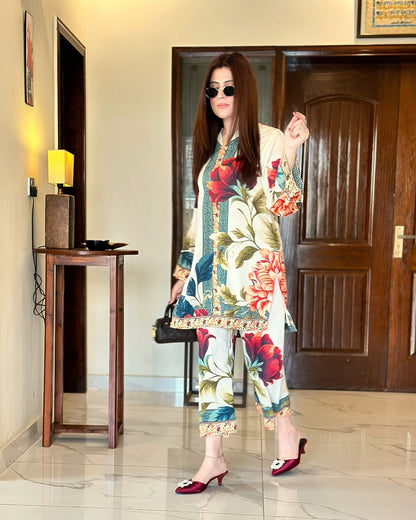 Majestic Rose OffWhite (Digital Printed 2 Pcs)